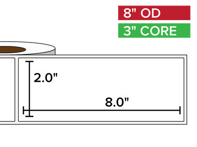 Rectangular Labels, Matte BOPP (poly) | 2 x 8 inches | 3 in. core, 8 in. outside diameter-Afinia Label Store