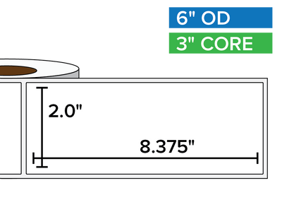 Rectangular Labels, Matte BOPP (poly) | 2 x 8.375 inches | 3 in. core, 6 in. outside diameter-Afinia Label Store