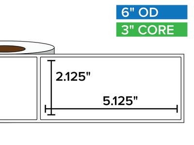 Rectangular Labels, Matte BOPP (poly) | 2.125 x 5.125 inches | 3 in. core, 6 in. outside diameter-Afinia Label Store