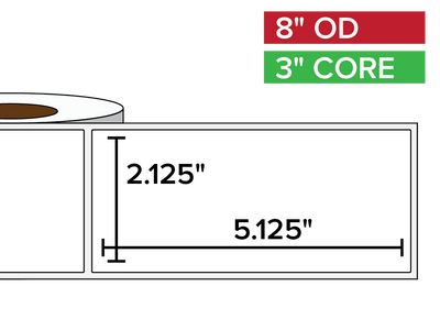 Rectangular Labels, Matte BOPP (poly) | 2.125 x 5.125 inches | 3 in. core, 8 in. outside diameter-Afinia Label Store