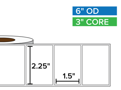 Rectangular Labels, Matte BOPP (poly) | 2.25 x 1.5 inches | 3 in. core, 6 in. outside diameter-Afinia Label Store