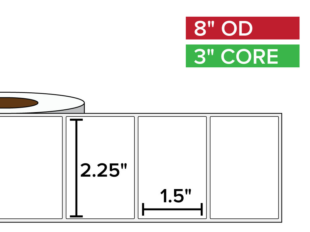 Rectangular Labels, Matte BOPP (poly) | 2.25 x 1.5 inches | 3 in. core, 8 in. outside diameter-Afinia Label Store