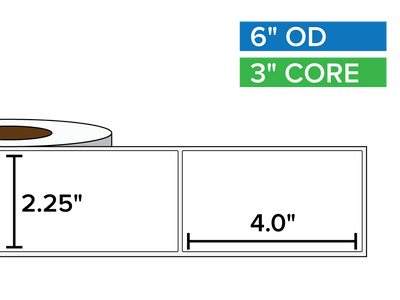 Rectangular Labels, Matte BOPP (poly) | 2.25 x 4 inches | 3 in. core, 6 in. outside diameter-Afinia Label Store