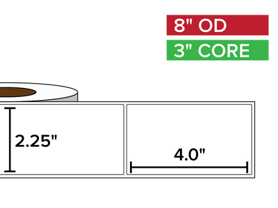 Rectangular Labels, Matte BOPP (poly) | 2.25 x 4 inches | 3 in. core, 8 in. outside diameter-Afinia Label Store