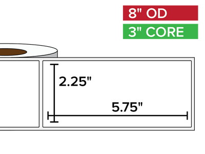 Rectangular Labels, Matte BOPP (poly) | 2.25 x 5.75 inches | 3 in. core, 8 in. outside diameter-Afinia Label Store