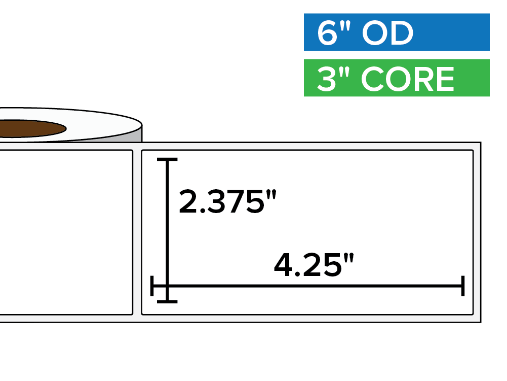 Rectangular Labels, Matte BOPP (poly) | 2.375 x 4.25 inches | 3 in. core, 6 in. outside diameter-Afinia Label Store