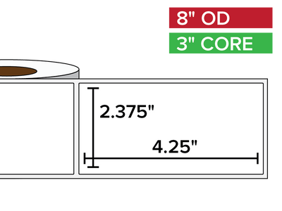 Rectangular Labels, Matte BOPP (poly) | 2.375 x 4.25 inches | 3 in. core, 8 in. outside diameter-Afinia Label Store