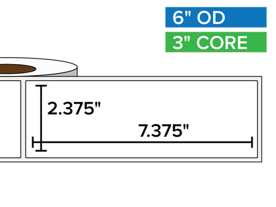 Rectangular Labels, Matte BOPP (poly) | 2.375 x 7.375 inches | 3 in. core, 6 in. outside diameter-Afinia Label Store