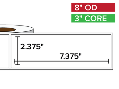 Rectangular Labels, Matte BOPP (poly) | 2.375 x 7.375 inches | 3 in. core, 8 in. outside diameter-Afinia Label Store