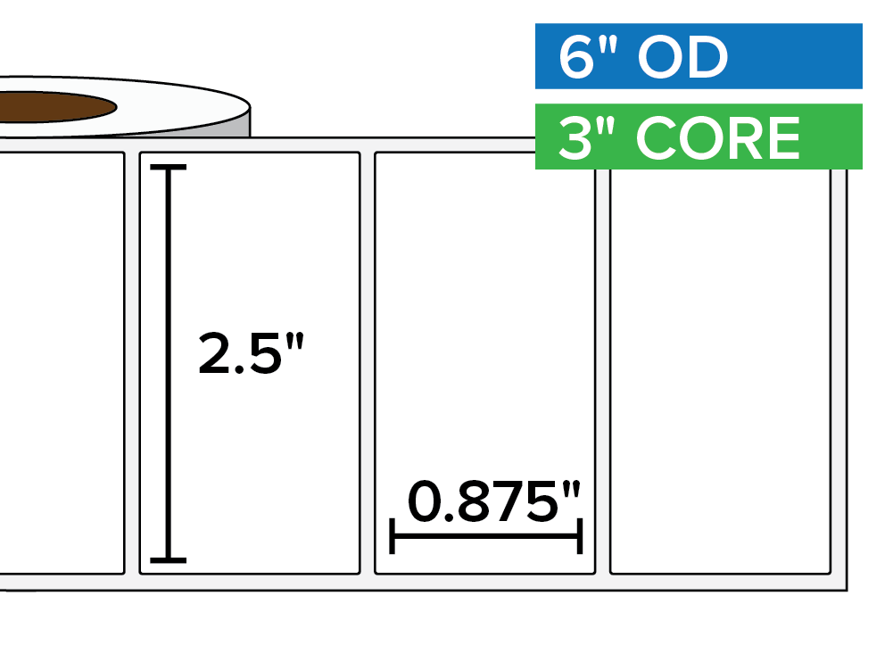 Rectangular Labels, Matte BOPP (poly) | 2.5 x 0.875 inches | 3 in. core, 6 in. outside diameter-Afinia Label Store