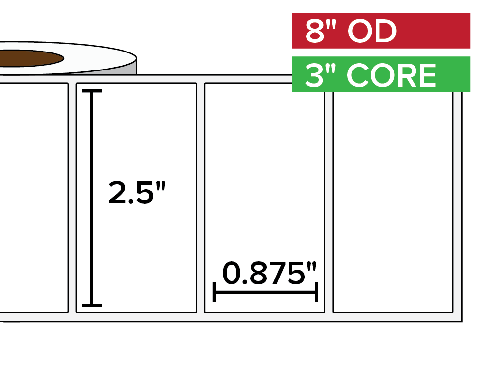 Rectangular Labels, Matte BOPP (poly) | 2.5 x 0.875 inches | 3 in. core, 8 in. outside diameter-Afinia Label Store