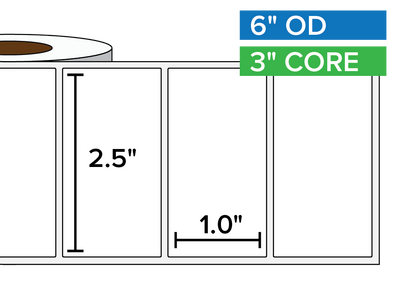 Rectangular Labels, Matte BOPP (poly) | 2.5 x 1 inches | 3 in. core, 6 in. outside diameter-Afinia Label Store