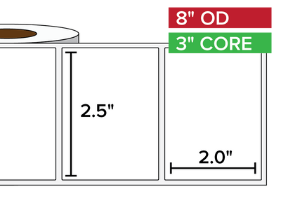 Rectangular Labels, Matte BOPP (poly) | 2.5 x 2 inches | 3 in. core, 8 in. outside diameter-Afinia Label Store