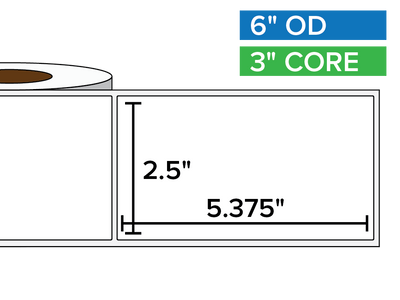 Rectangular Labels, Matte BOPP (poly) | 2.5 x 5.375 inches | 3 in. core, 6 in. outside diameter-Afinia Label Store