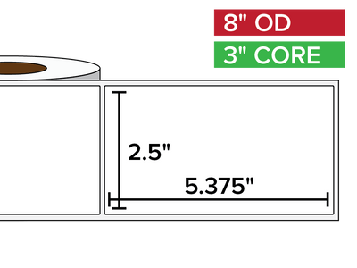 Rectangular Labels, Matte BOPP (poly) | 2.5 x 5.375 inches | 3 in. core, 8 in. outside diameter-Afinia Label Store