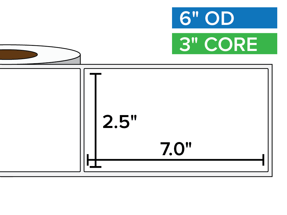 Rectangular Labels, Matte BOPP (poly) | 2.5 x 7 inches | 3 in. core, 6 in. outside diameter-Afinia Label Store