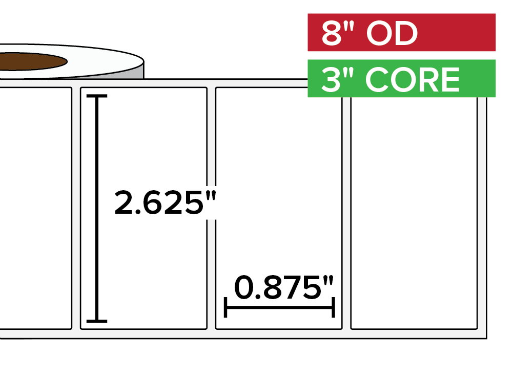 Rectangular Labels, Matte BOPP (poly) | 2.625 x 0.875 inches | 3 in. core, 8 in. outside diameter-Afinia Label Store