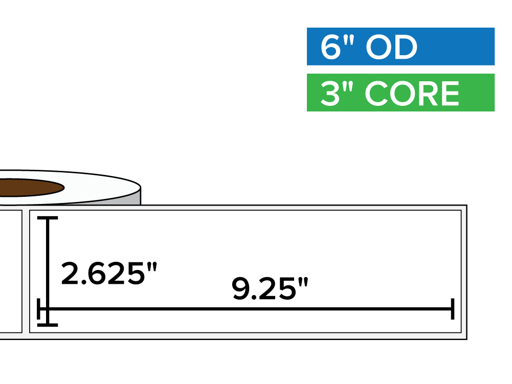 Rectangular Labels, Matte BOPP (poly) | 2.625 x 9.25 inches | 3 in. core, 6 in. outside diameter-Afinia Label Store