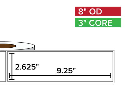 Rectangular Labels, Matte BOPP (poly) | 2.625 x 9.25 inches | 3 in. core, 8 in. outside diameter-Afinia Label Store