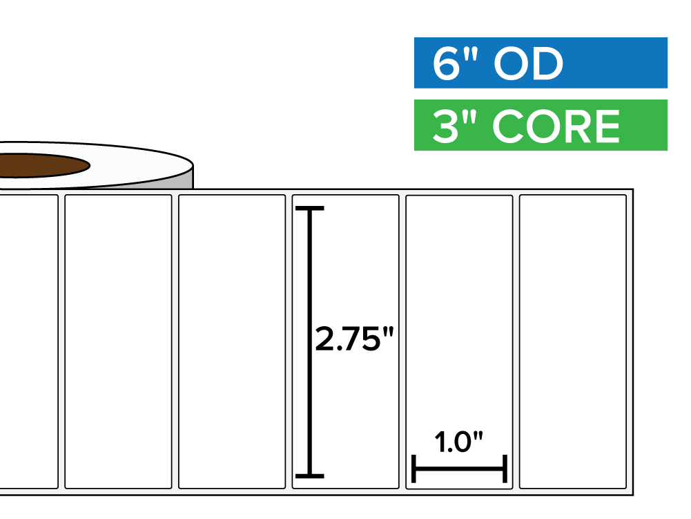 Rectangular Labels, Matte BOPP (poly) | 2.75 x 1 inches | 3 in. core, 6 in. outside diameter-Afinia Label Store