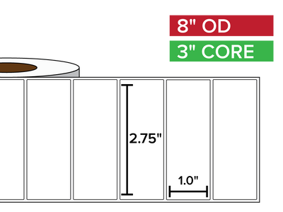 Rectangular Labels, Matte BOPP (poly) | 2.75 x 1 inches | 3 in. core, 8 in. outside diameter-Afinia Label Store