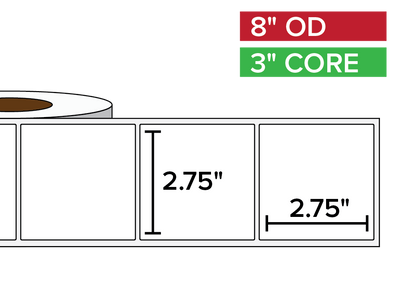 Rectangular Labels, Matte BOPP (poly) | 2.75 x 2.75 inches | 3 in. core, 8 in. outside diameter-Afinia Label Store