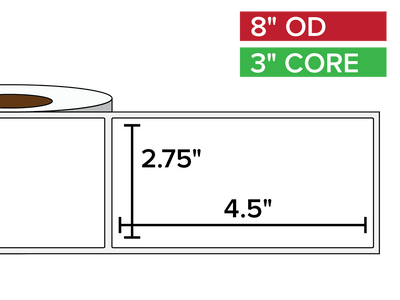 Rectangular Labels, Matte BOPP (poly) | 2.75 x 4.5 inches | 3 in. core, 8 in. outside diameter-Afinia Label Store