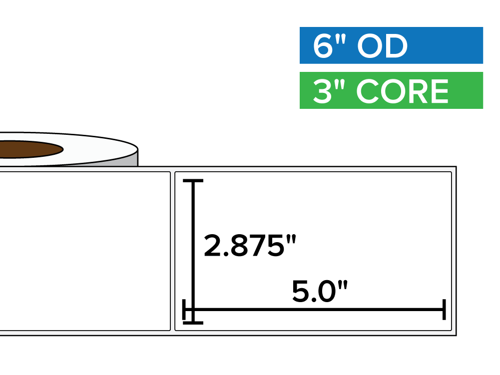 Rectangular Labels, Matte BOPP (poly) | 2.875 x 5 inches | 3 in. core, 6 in. outside diameter-Afinia Label Store