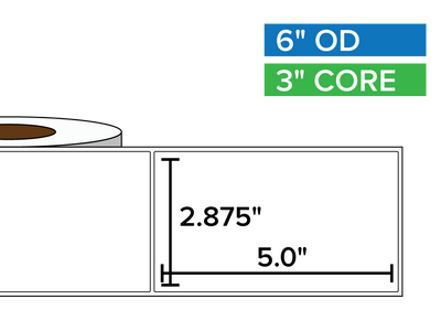 Rectangular Labels, Matte BOPP (poly) | 2.875 x 5 inches | 3 in. core, 6 in. outside diameter-Afinia Label Store