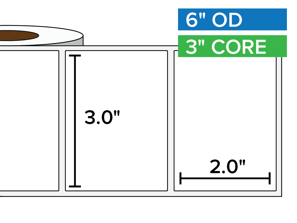 Rectangular Labels, Matte BOPP (poly) | 3 x 2 inches | 3 in. core, 6 in. outside diameter-Afinia Label Store