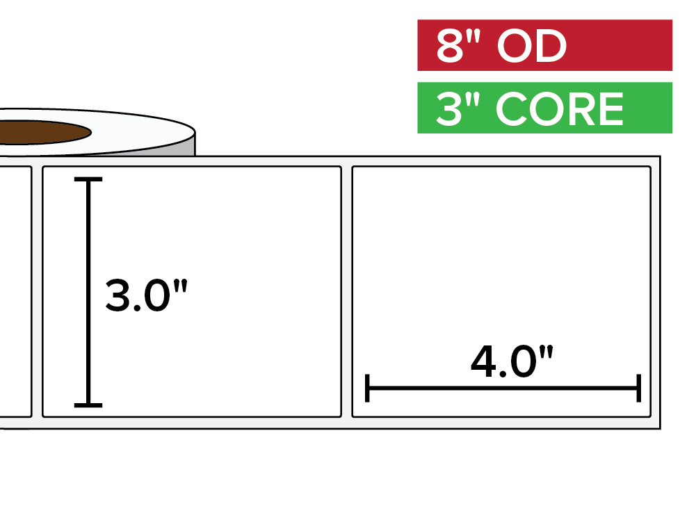 Rectangular Labels, Matte BOPP (poly) | 3 x 4 inches | 3 in. core, 8 in. outside diameter-Afinia Label Store