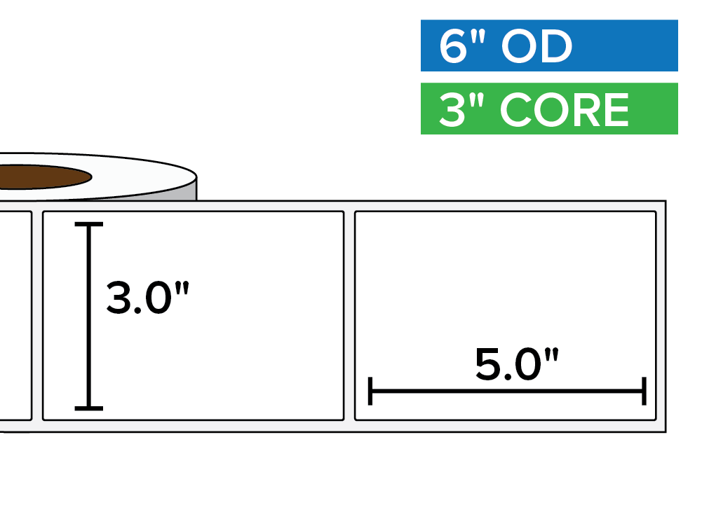 Rectangular Labels, Matte BOPP (poly) | 3 x 5 inches | 3 in. core, 6 in. outside diameter-Afinia Label Store