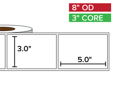 Rectangular Labels, Matte BOPP (poly) | 3 x 5 inches | 3 in. core, 8 in. outside diameter-Afinia Label Store