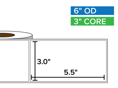 Rectangular Labels, Matte BOPP (poly) | 3 x 5.5 inches | 3 in. core, 6 in. outside diameter-Afinia Label Store