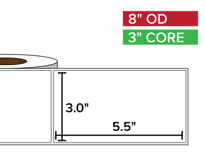 Rectangular Labels, Matte BOPP (poly) | 3 x 5.5 inches | 3 in. core, 8 in. outside diameter-Afinia Label Store