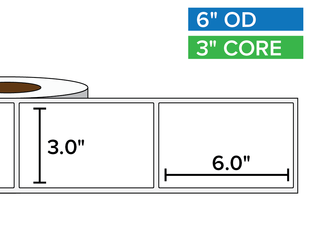 Rectangular Labels, Matte BOPP (poly) | 3 x 6 inches | 3 in. core, 6 in. outside diameter-Afinia Label Store