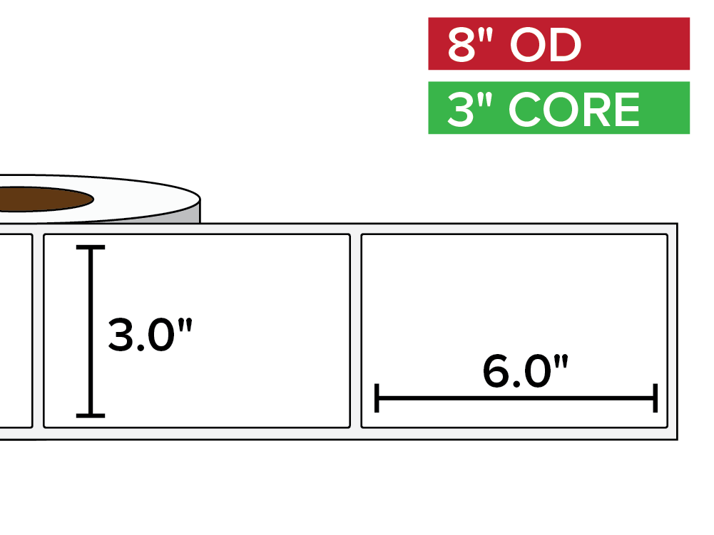 Rectangular Labels, Matte BOPP (poly) | 3 x 6 inches | 3 in. core, 8 in. outside diameter-Afinia Label Store