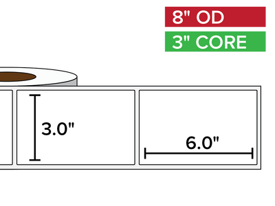 Rectangular Labels, Matte BOPP (poly) | 3 x 6 inches | 3 in. core, 8 in. outside diameter-Afinia Label Store