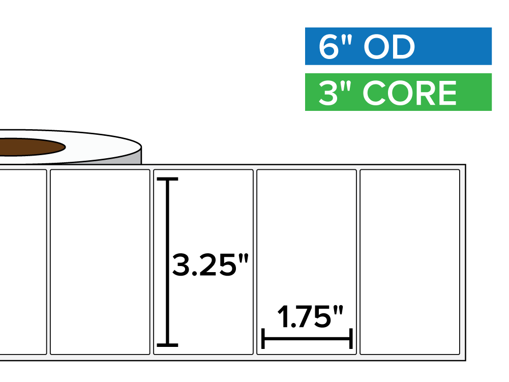 Rectangular Labels, Matte BOPP (poly) | 3.25 x 1.75 inches | 3 in. core, 6 in. outside diameter-Afinia Label Store