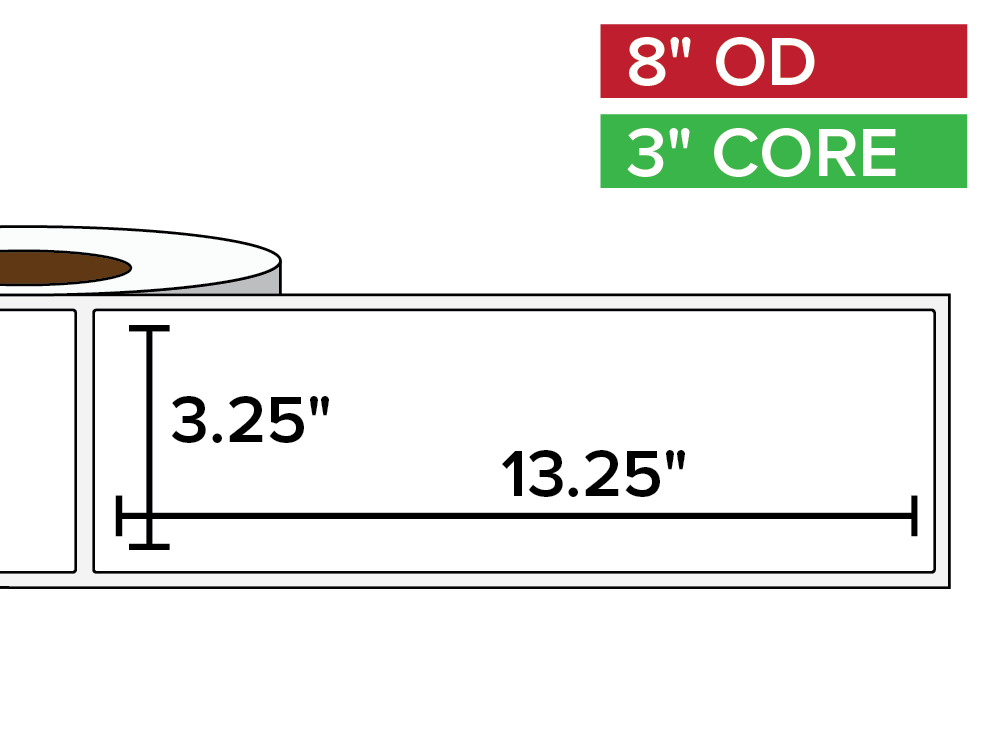 Rectangular Labels, Matte BOPP (poly) | 3.25 x 13.25 inches | 3 in. core, 8 in. outside diameter-Afinia Label Store