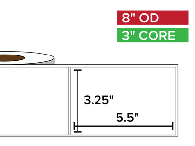 Rectangular Labels, Matte BOPP (poly) | 3.25 x 5.5 inches | 3 in. core, 8 in. outside diameter-Afinia Label Store