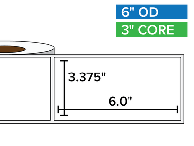 Rectangular Labels, Matte BOPP (poly) | 3.375 x 6 inches | 3 in. core, 6 in. outside diameter-Afinia Label Store