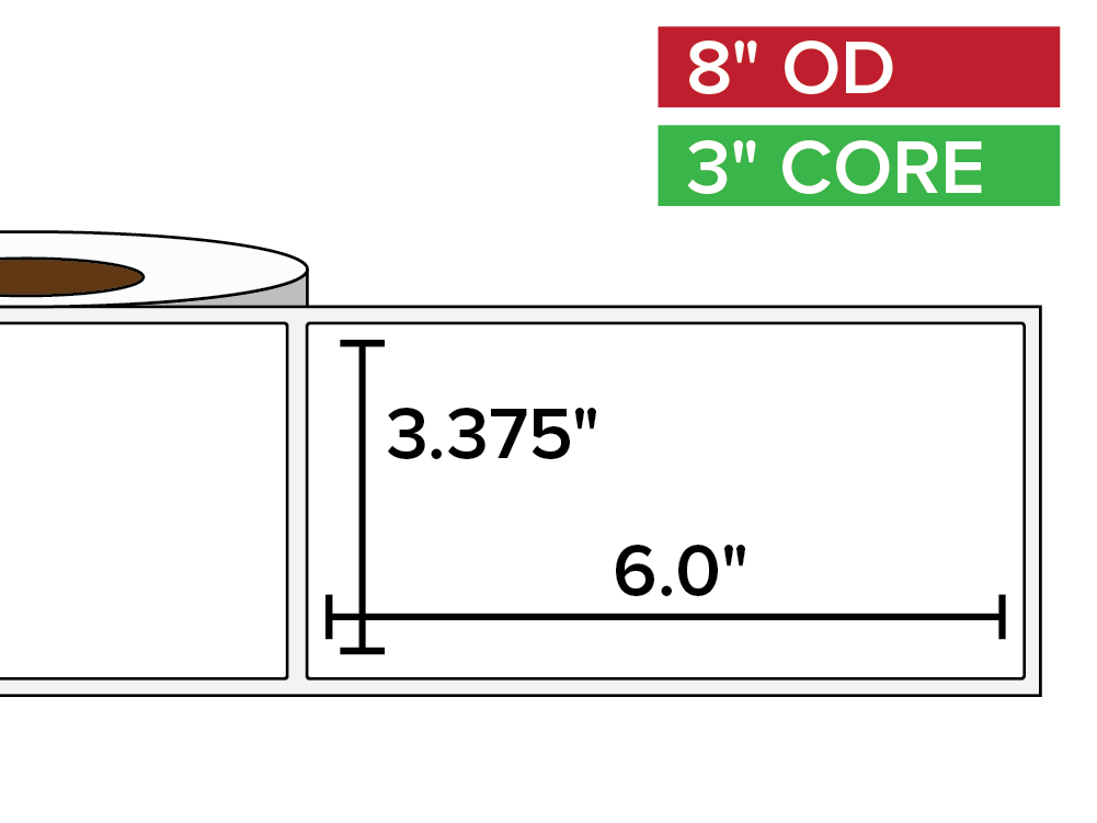 Rectangular Labels, Matte BOPP (poly) | 3.375 x 6 inches | 3 in. core, 8 in. outside diameter-Afinia Label Store