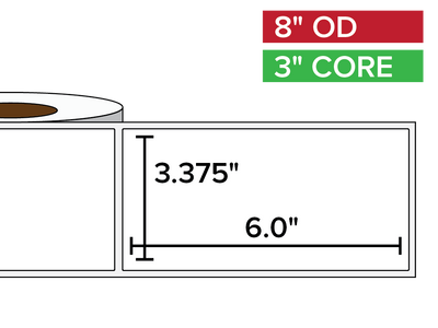 Rectangular Labels, Matte BOPP (poly) | 3.375 x 6 inches | 3 in. core, 8 in. outside diameter-Afinia Label Store