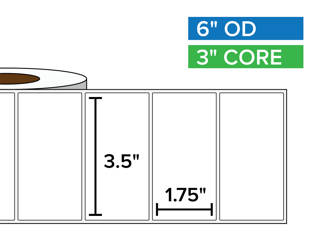 Rectangular Labels, Matte BOPP (poly) | 3.5 x 1.75 inches | 3 in. core, 6 in. outside diameter-Afinia Label Store