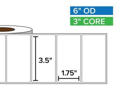 Rectangular Labels, Matte BOPP (poly) | 3.5 x 1.75 inches | 3 in. core, 6 in. outside diameter-Afinia Label Store