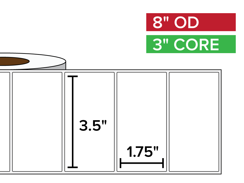 Rectangular Labels, Matte BOPP (poly) | 3.5 x 1.75 inches | 3 in. core, 8 in. outside diameter-Afinia Label Store