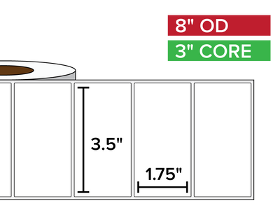 Rectangular Labels, Matte BOPP (poly) | 3.5 x 1.75 inches | 3 in. core, 8 in. outside diameter-Afinia Label Store