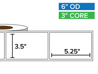 Rectangular Labels, Matte BOPP (poly) | 3.5 x 5.25 inches | 3 in. core, 6 in. outside diameter-Afinia Label Store