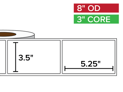 Rectangular Labels, Matte BOPP (poly) | 3.5 x 5.25 inches | 3 in. core, 8 in. outside diameter-Afinia Label Store